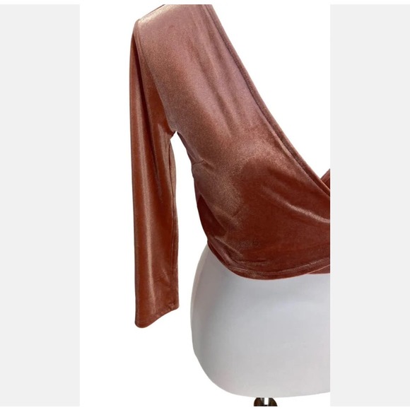 Forever 21 cropped Velvet Wrap Top Pink - Picture 9 of 11